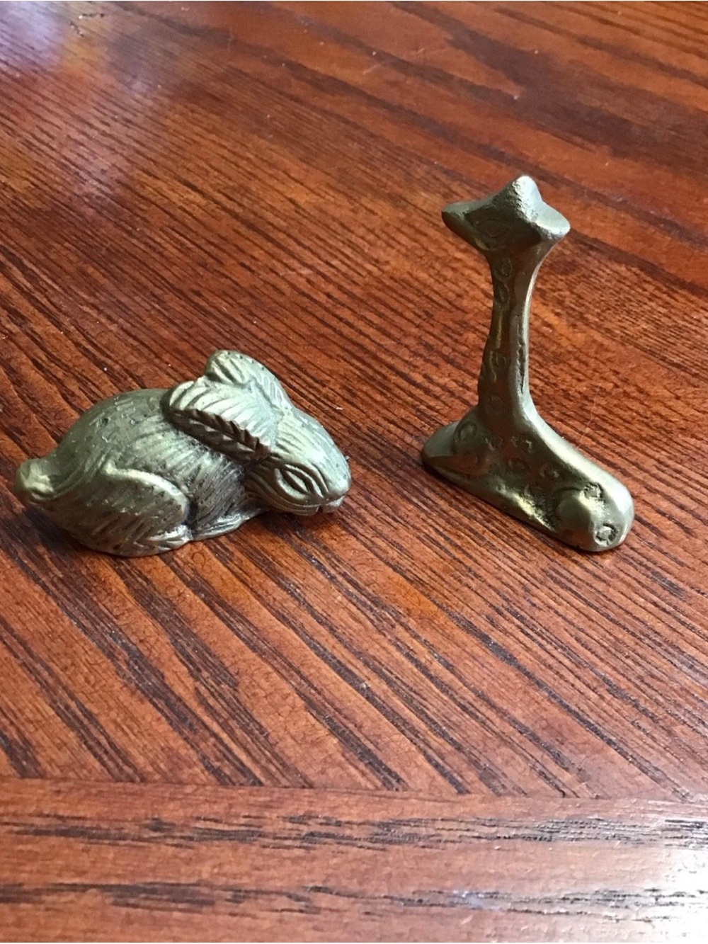 Vintage Brass Rabbit and Giraffe Figurines